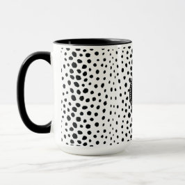 För vitcheetah för chic svart monogram för mönster mugg