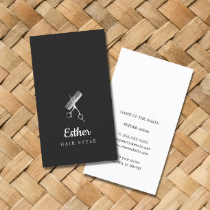 För vitFaux för elegant svart Hairstylist för Visitkort