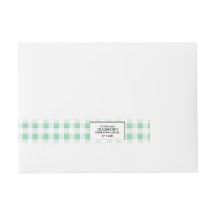 För vitGingham för Mint grön PatternMint grönt Etikettband