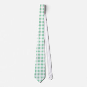 För vitGingham för Mint grönt mönster Slips