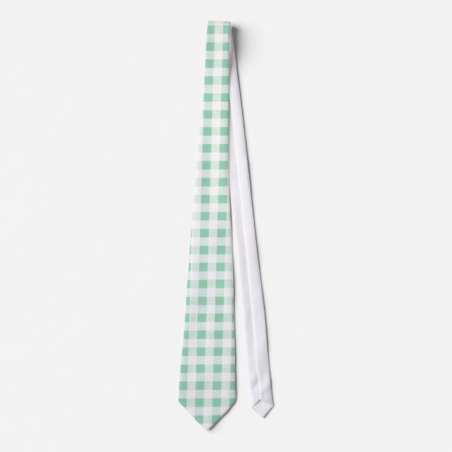 För vitGingham för Mint grönt mönster Slips (Framsida)