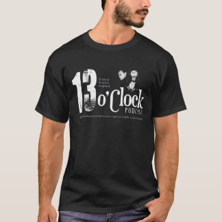 För vitlogotyp för 13 klockan skjorta för svart t-shirt
