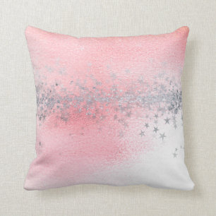 För vitOmbre för rosa ros pastellfärgat glitter Kudde