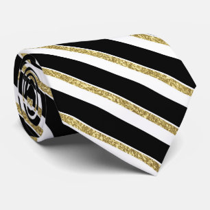 för vitrand för elegant svart guld- tie för slips