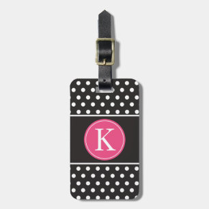 För vitrosor för personlig svart polka dots bagagebricka