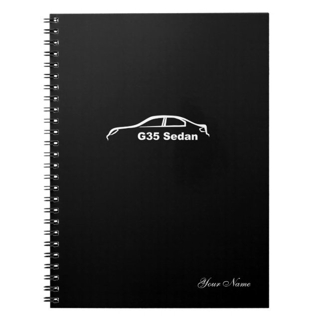 För vitSilhouette för Sedan G35 anteckningsbok (Framsidan)