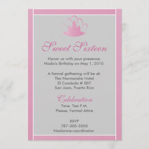 För vitsilver för sweet sixteen rosa inbjudan för