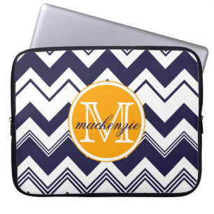 För vitsparre för Monogram känt marinblått mö Laptop Fodral