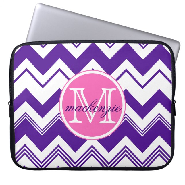 För vitsparre för Monogram känt purpurfärgat Laptop Sleeve (Framsidan)