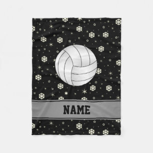 För volleybollsvart för personlig känd snöflin fleecefilt