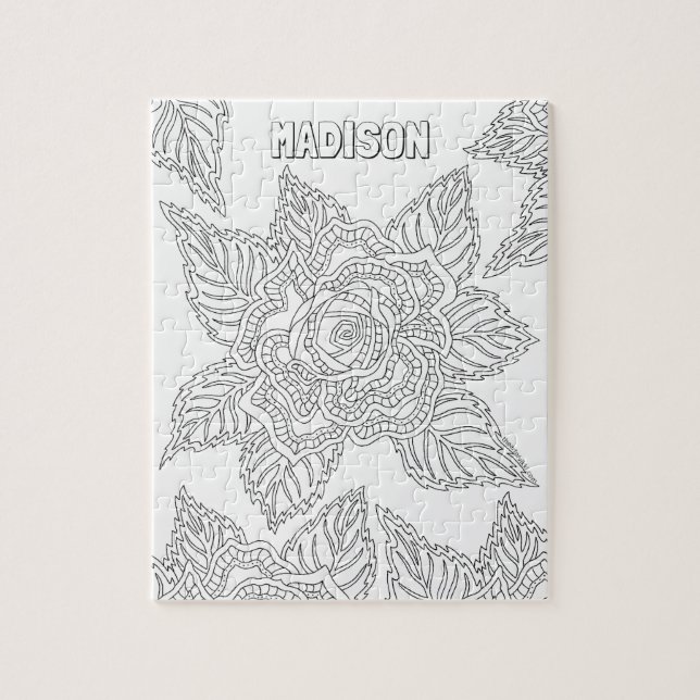 För vuxenfärgläggning för blomma 020617 namn för pussel (Vertikal)