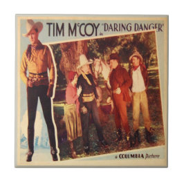 För western djärv fara filmaffisch för vintage kakelplatta