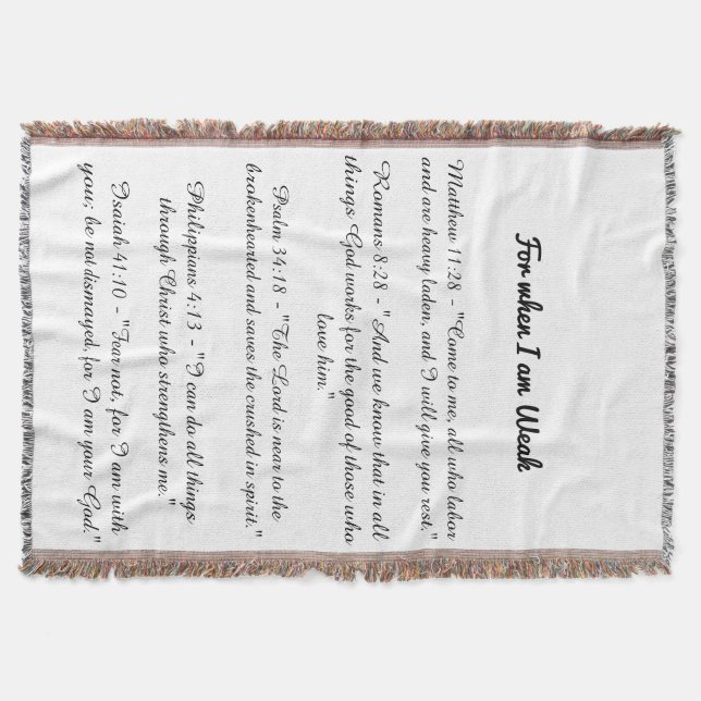 For when I am weak bible verse blanket Filt (Framsidan)