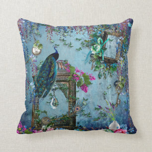 För wisteriablått för påfågel trädgårds- ro kudde
