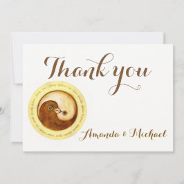 För YinYang för TACKBRÖLLOPKORT guld- harmoni Tack Kort