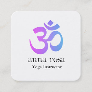 För Yogainstruktör för *~* elegantt modernt Aum Fyrkantigt Visitkort