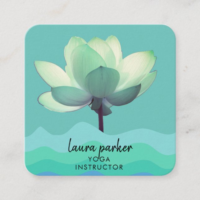 För Yogainstruktör för kricka grön vattenfärg för Fyrkantigt Visitkort (Framsida)