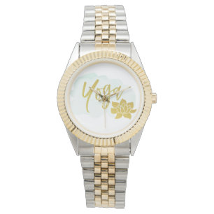 För Yogalotusblomma för *~* guld- turkos för Armbandsur