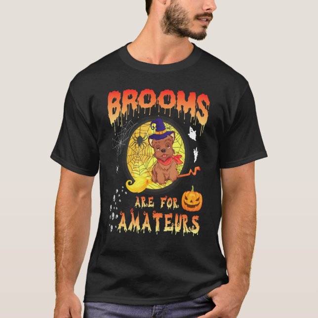 För Yorkie Witch som flyger på Måne Spöken-bommar  T Shirt (Framsida)