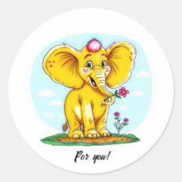 For You – Cute Elephant Sticker Runt Klistermärke