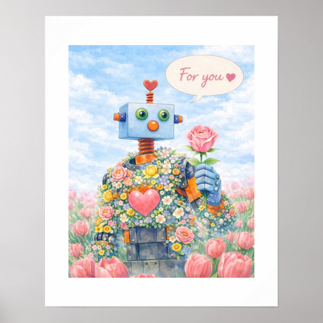 For You – Floral Robot Poster (Framsidan)