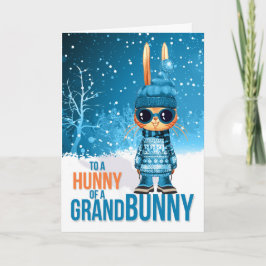 för Young Grandson Cute Blue God Grandbunny Helgkort