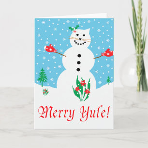 För Yule "för snökatt" glatt kort hälsning