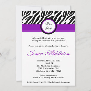 för zebra tryckbaby shower för 5x7 Roya Inbjudningar