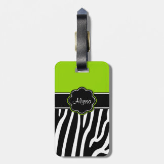 För zebra tryckpersonlig för limefrukt grön märkre bagagebricka