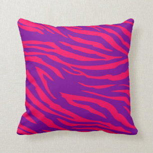 För zebra trycksoffa för shock rosa purpurfärgad kudde
