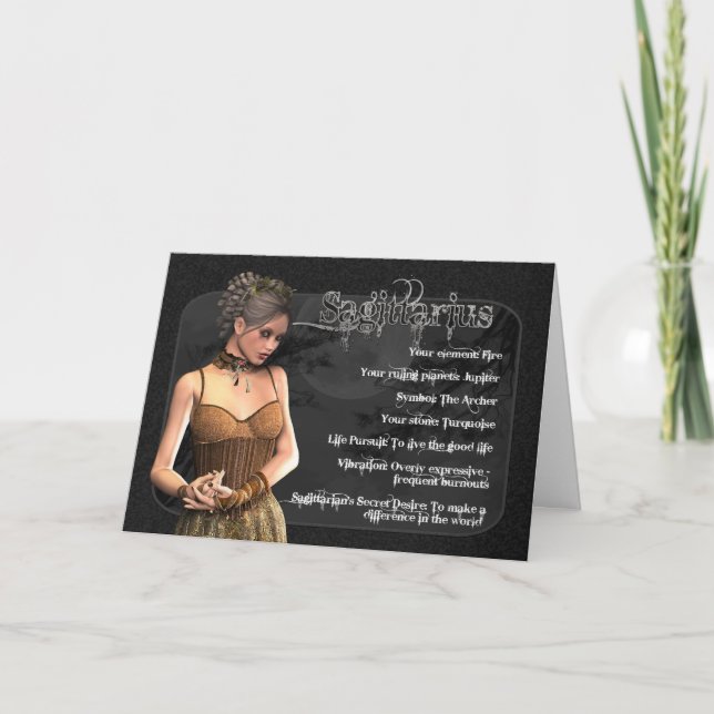 För Zodiacfödelsedag för Sagittarius gotiskt kort (Framsida)