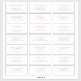 Föradresserade etiketter för gäst i bröllop Ro Gul