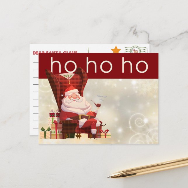 Föradresserat vykort till Santa- Ho Ho HO (Fram/Back In Situ)