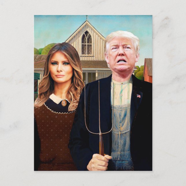 Föradresserat vykort till Trump American Gothic (Framsida)