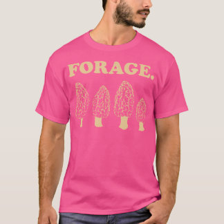 Forage Morel Mushroom Hunter Tan Färg Bläck Versio T Shirt