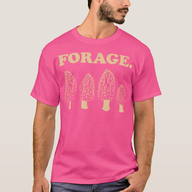 Forage Morel Mushroom Hunter Tan Färg Bläck Versio T Shirt (Framsida)