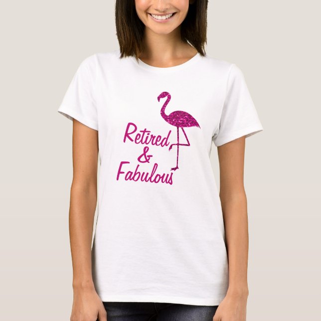 Föråldrad Fabulous sparkly rosa flamingo Anpassnin T Shirt (Framsida)