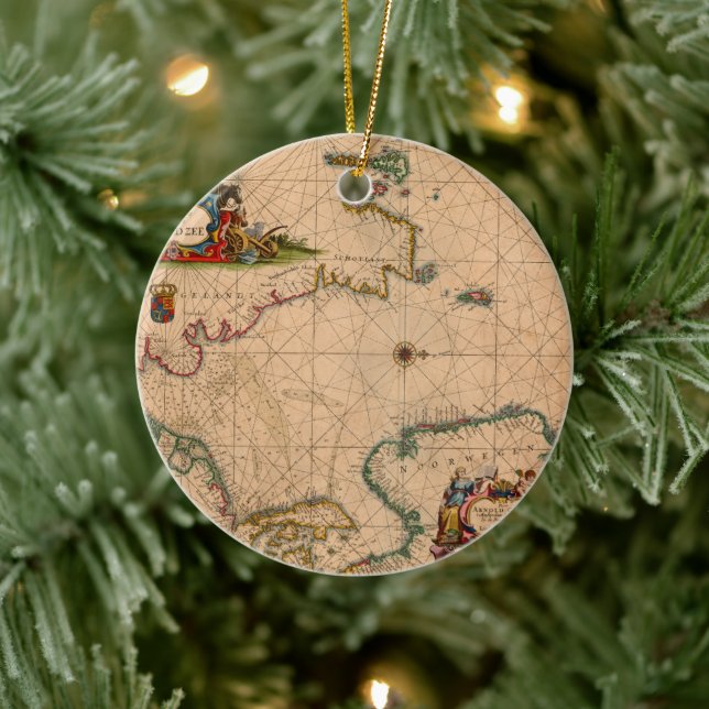 Föråldrad Karta (1) Julgransprydnad Keramik (Träd)