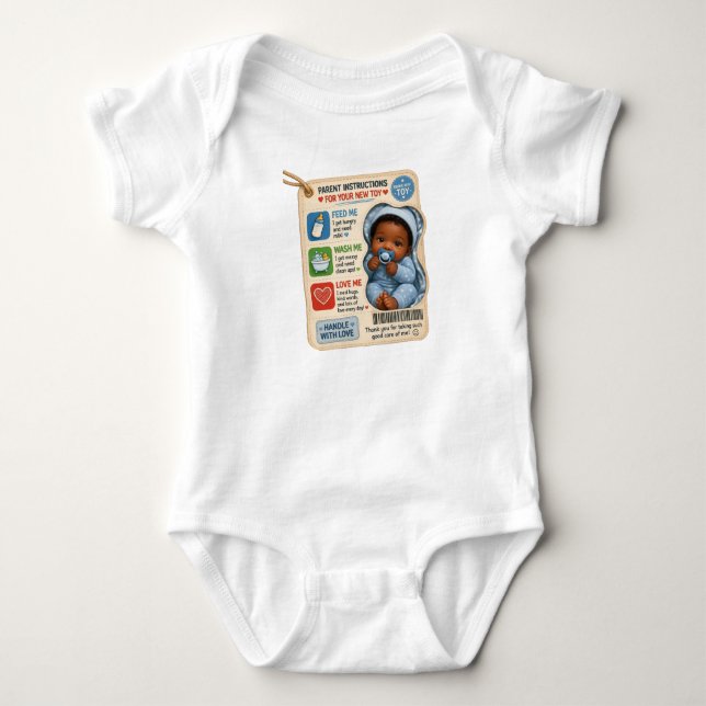 “Föräldrainstruktioner” Baby  T Shirt (Framsida)