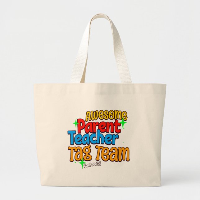 Föräldralärarens MÄRKRE, TEAM School Jumbo Tygkasse (Framsidan)