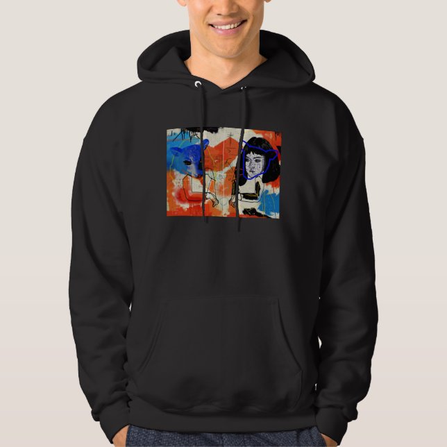 Föräldralös coolaabstrakt MK för svart | skissar Sweatshirt Med Luva (Framsida)