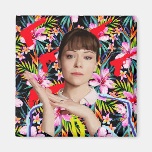 Föräldralös svart Alison - blommönster Magnet