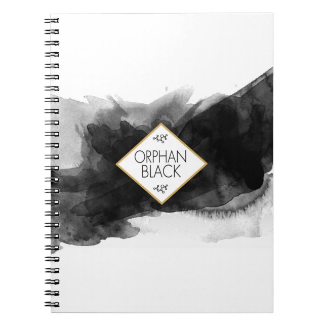 Föräldralös svartsvartvattenfärg anteckningsbok med spiral (Framsidan)