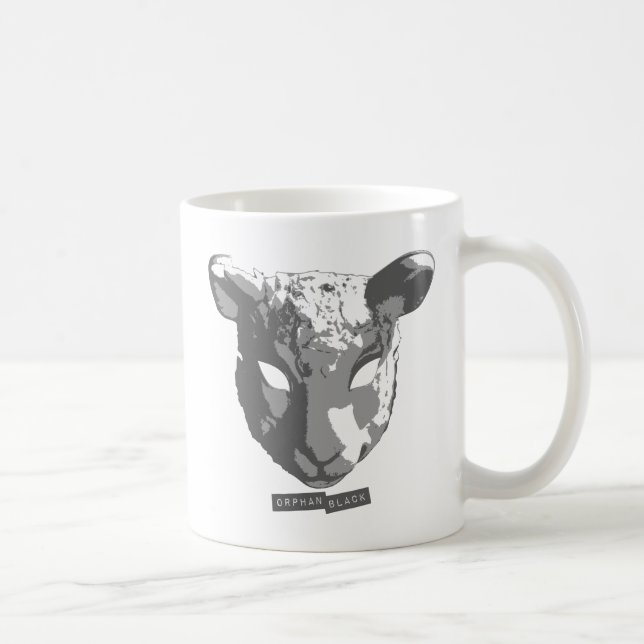 Föräldralösa svart får maskerar kaffemugg (Höger)