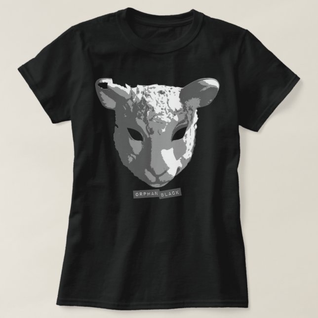 Föräldralösa svart får maskerar t shirt (Design framsida)