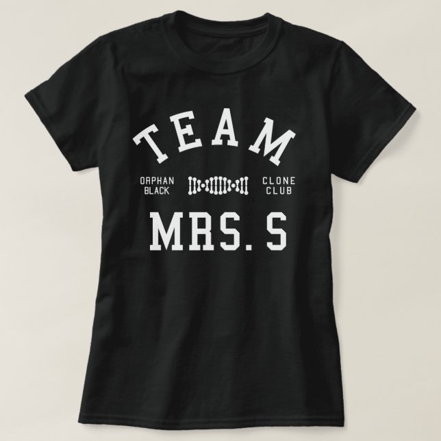 Föräldralöst svart lag Fru S T Shirt (Design framsida)