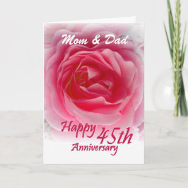 FÖRÄLDRAR - 45th bröllopsdag med rosa ros Kort