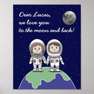 Föräldrar astronauter med dämpade färger av Jo Ima Poster