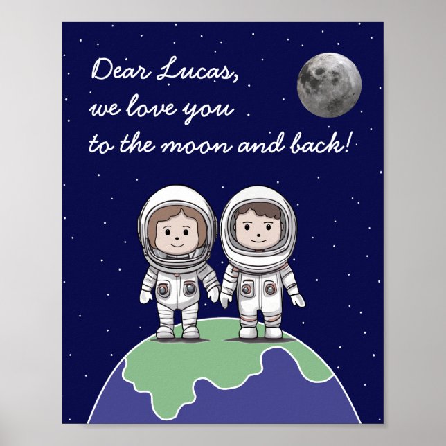 Föräldrar astronauter med dämpade färger av Jo Ima Poster (Framsidan)