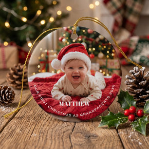 Föräldrar Första Julen Baby Foto Julgransprydnad Keramik